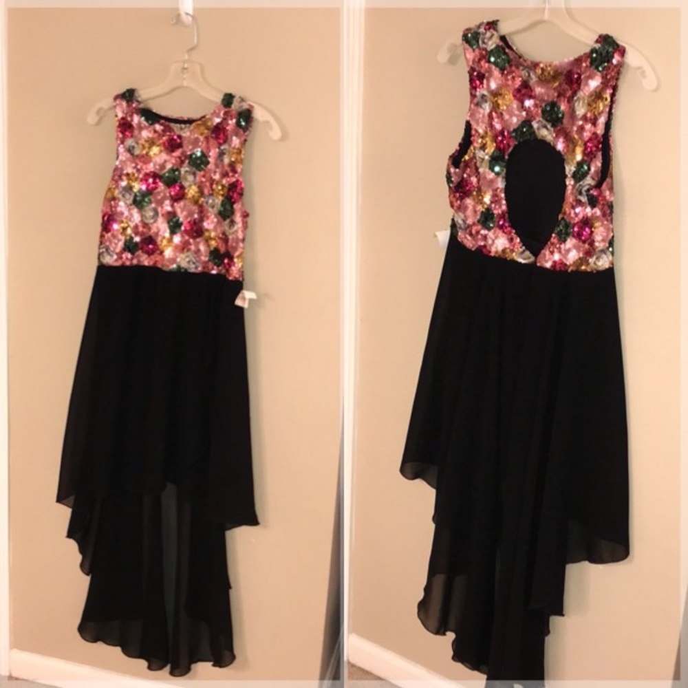Sequins waterfall high low cocktail dress